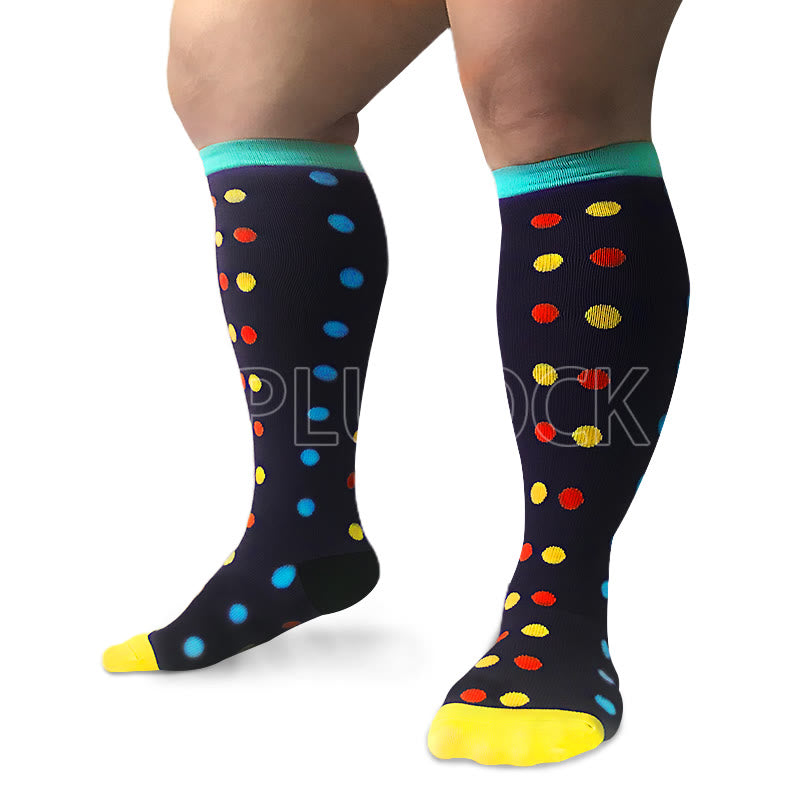 Compression Buy Pattern Plusock Dot Pattern Plus Size Compression Socks 2XL-7XL(3 Pairs) – plusock