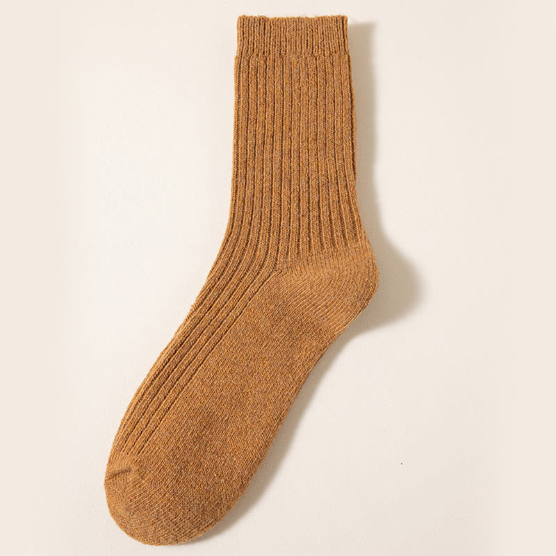 Plusock Plus Size Solid Color Warm Quarter Socks(6 Pairs) - Orange - EU39-46(US6-12) - image 8