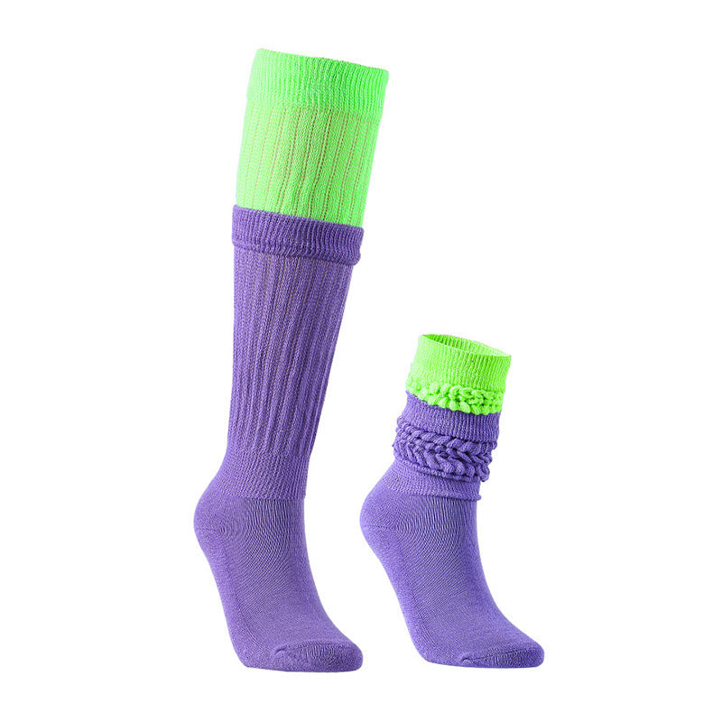 Plusock Color Block Slouch Socks(2 Pairs) - Purple B - EU36-42(US3-8.5) - image 5