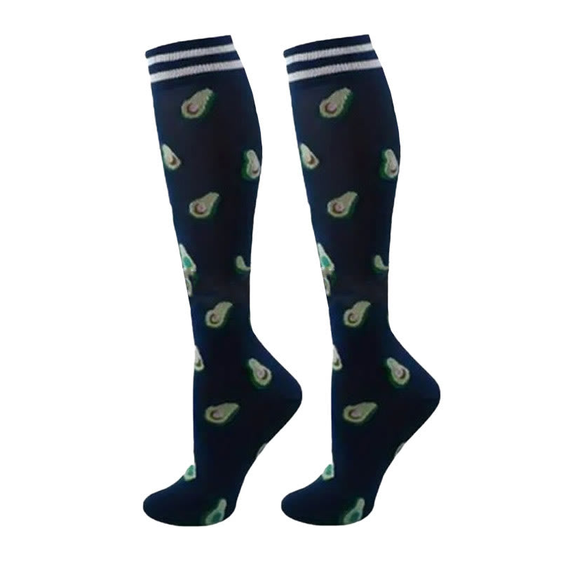 Fruit Coffee Patterns Compression Socks(6 Pairs)