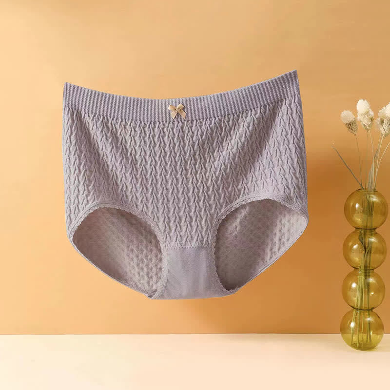 Plusock Plus Size High-Waisted Bow Tie Panty(5 Pairs) - Purple - 4XL - image 13