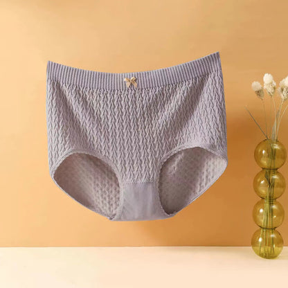 Plusock Plus Size High-Waisted Bow Tie Panty(5 Pairs) - Purple - 4XL - image 13