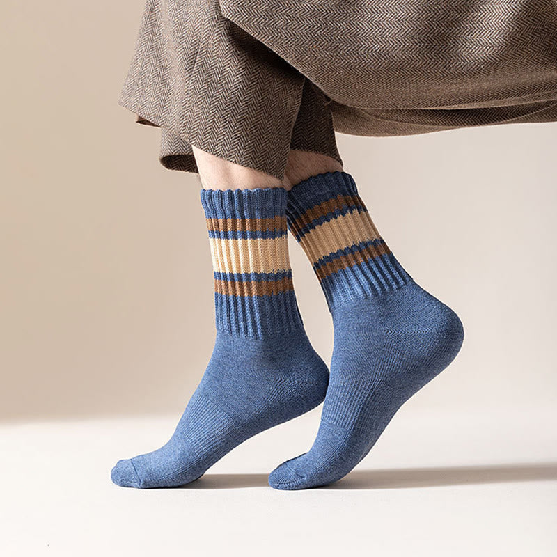 Plusock Plus Size Thickened Stripes Quarter Socks(7 Pairs) - image 5