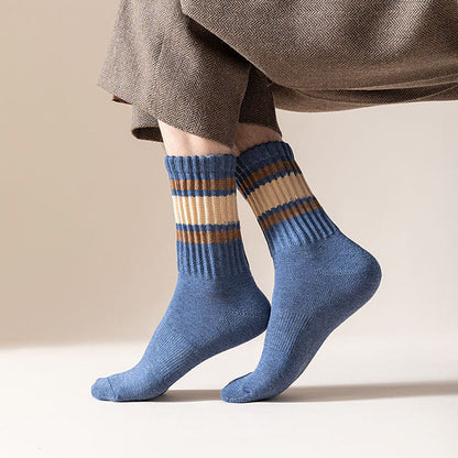 Plusock Plus Size Thickened Stripes Quarter Socks(7 Pairs) - image 5