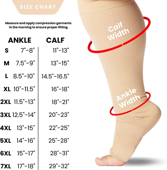 Plus Size Compression Socks Wide Calf Open Toe plusock