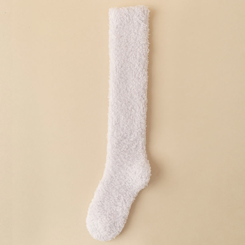 Plusock Plus Size Thickened Plush Knee High Socks(5 Pairs) - Light Purple - EU36-43(US3-9) - image 8