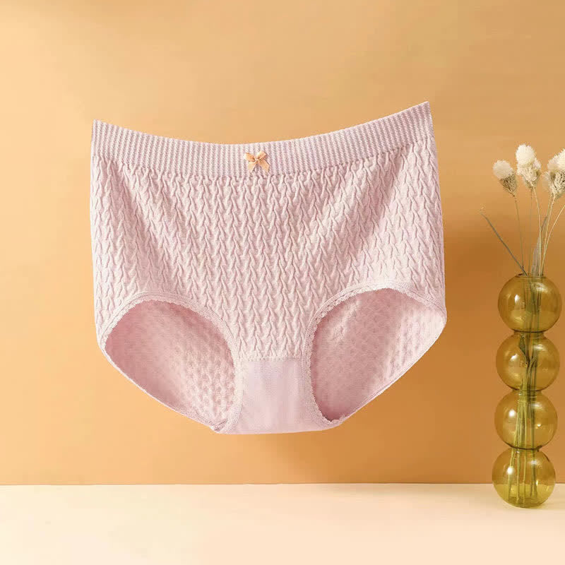 Plusock Plus Size High-Waisted Bow Tie Panty(5 Pairs) - Pink - 4XL - image 10