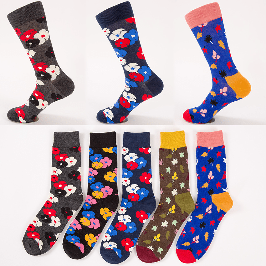 Plusock Plus Size Sakura Leaves Quarter Socks(5 Pairs)