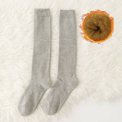 Plusock Solid Color Thickened Knee High Socks(6 Pairs) - Light Gray - EU35-40(US2-7) - image 6