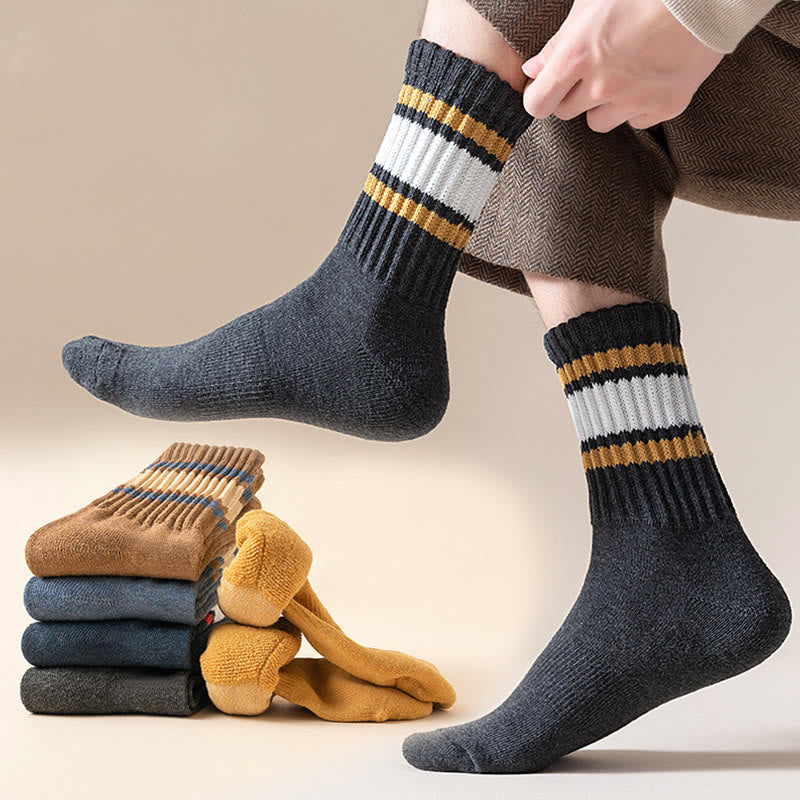 Plusock Plus Size Thickened Stripes Quarter Socks(7 Pairs) - image 0