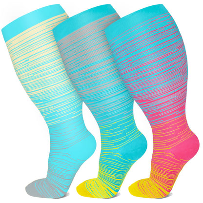 Plusock Plus Size Bright Stripe Compression Socks 2XL-7XL(3 Pairs) - image 11