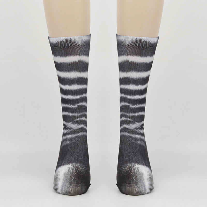 Plus Size Zebra Elephant Tiger Paws Quarter Socks(3 Pairs)