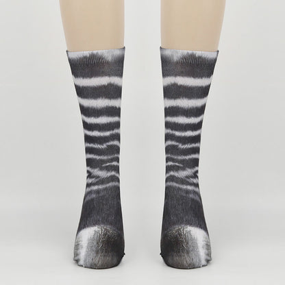 Plus Size Zebra Elephant Tiger Paws Quarter Socks(3 Pairs)