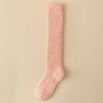 Plusock Plus Size Thickened Plush Knee High Socks(5 Pairs) - Pink - EU36-43(US3-9) - image 12