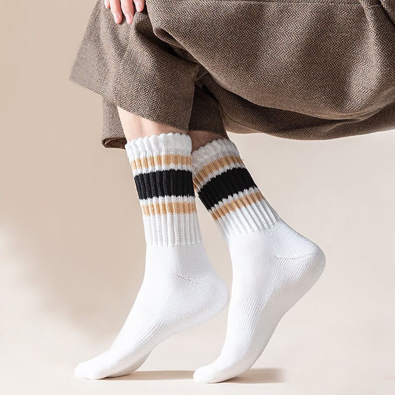 Plusock Plus Size Thickened Stripes Quarter Socks(7 Pairs) - image 3