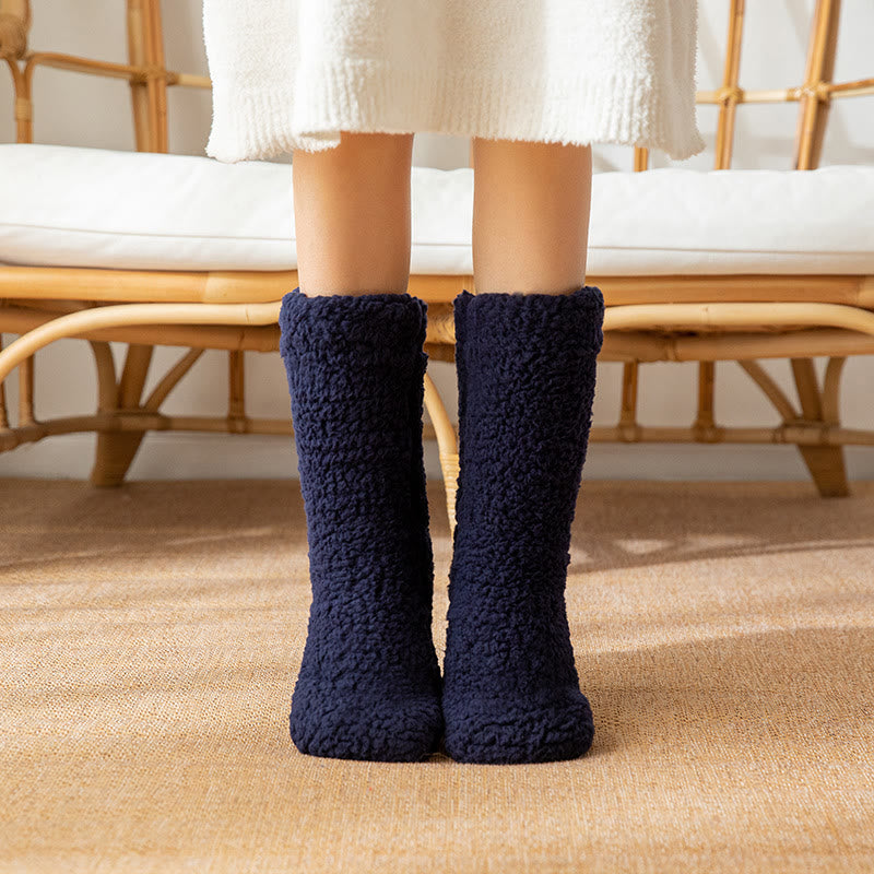 Plusock Double-sided Fleece Winter Home Slipper Socks(2 Pairs) - Navy Blue - EU36-42(US3-8.5) - image 6