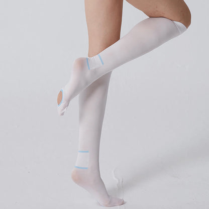 Plus Size White Open Toe Compression Socks