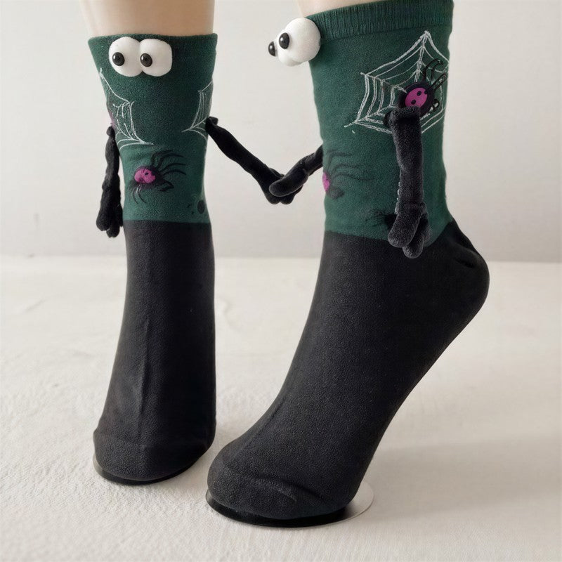 Plusock Halloween 3D Eyes Plush Cuff Quarter Socks(3 Pairs) - Green - EU34-40(US1-7) - image 7