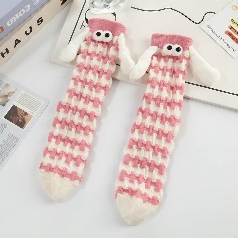 Plusock Plush Sheep Houndstooth Knit Socks(5 Pairs) - Pink - EU35-42(US2-8) - image 3