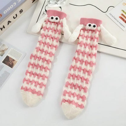 Plusock Plush Sheep Houndstooth Knit Socks(5 Pairs) - Pink - EU35-42(US2-8) - image 3