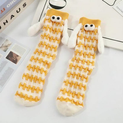 Plusock Plush Sheep Houndstooth Knit Socks(5 Pairs) - Yellow - EU35-42(US2-8) - image 2