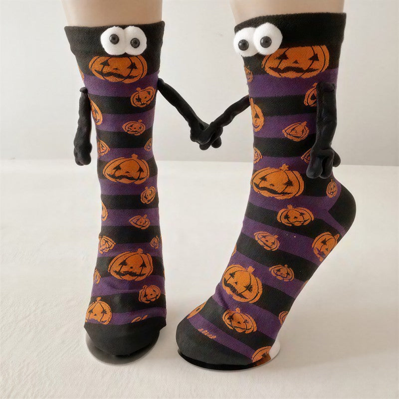 Plusock Halloween 3D Eyes Plush Quarter Socks(4 Pairs) - Purple - EU34-40(US1-7) - image 3
