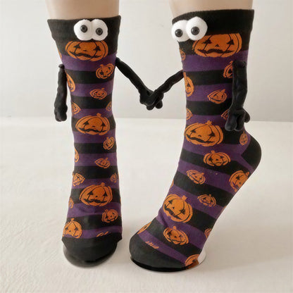 Plusock Halloween 3D Eyes Plush Quarter Socks(4 Pairs) - Purple - EU34-40(US1-7) - image 3