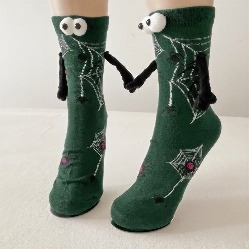 Plusock Halloween 3D Eyes Plush Quarter Socks(4 Pairs) - Green - EU34-40(US1-7) - image 2