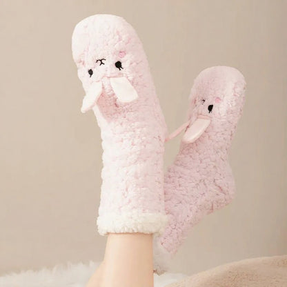 Plusock Cozy Cat Face Plush Home Slipper Socks - image 6