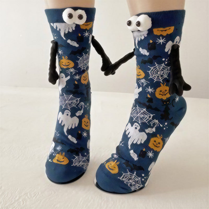 Plusock Halloween 3D Eyes Plush Quarter Socks(4 Pairs) - Blue - EU34-40(US1-7) - image 1