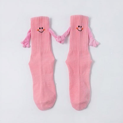 Plusock Smiley Embroidered Knit Quarter Socks - Pink - EU36-42(US3-9) - image 4