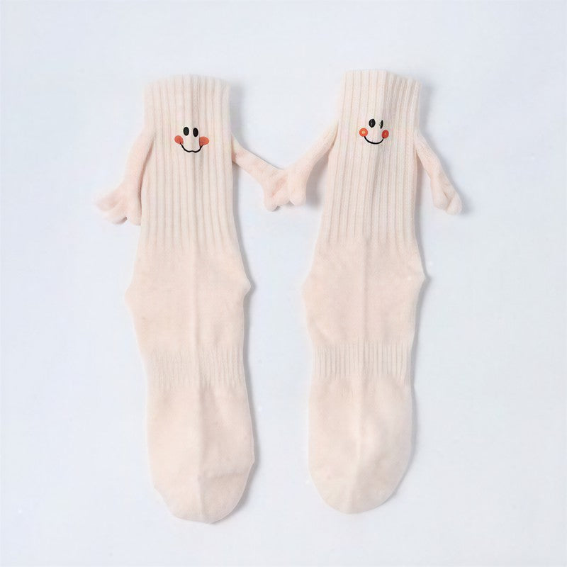 Plusock Smiley Embroidered Knit Quarter Socks - Nude - EU36-42(US3-9) - image 3