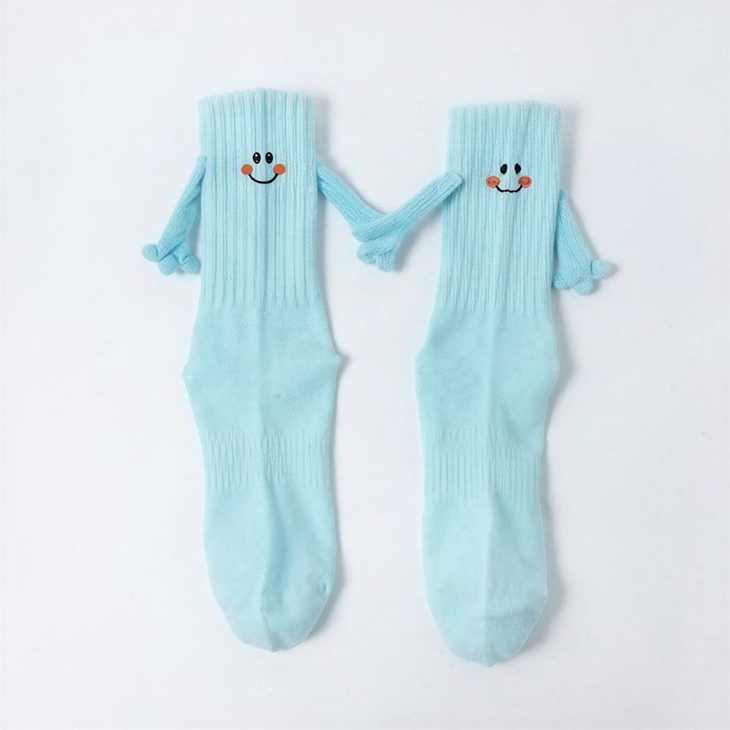 Plusock Smiley Embroidered Knit Quarter Socks - Sky Blue - EU36-42(US3-9) - image 2
