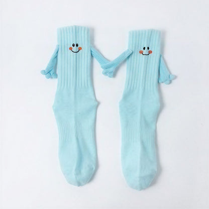 Plusock Smiley Embroidered Knit Quarter Socks - Sky Blue - EU36-42(US3-9) - image 2