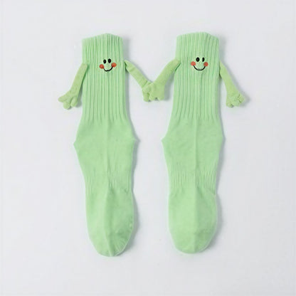 Plusock Smiley Embroidered Knit Quarter Socks - Light Green - EU36-42(US3-9) - image 1