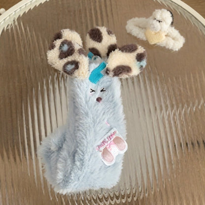 Plusock Shaggy Leopard Ear Cozy Home Slipper Socks - Blue - EU35-39(US2-6) - image 3