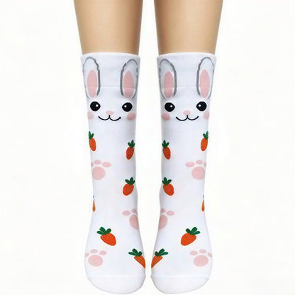 Plusock Cute Cartoon Animal Print Poly Cotton Quarter Socks(4 Pairs) - Light Pink - EU36-41(US3-8) - image 4