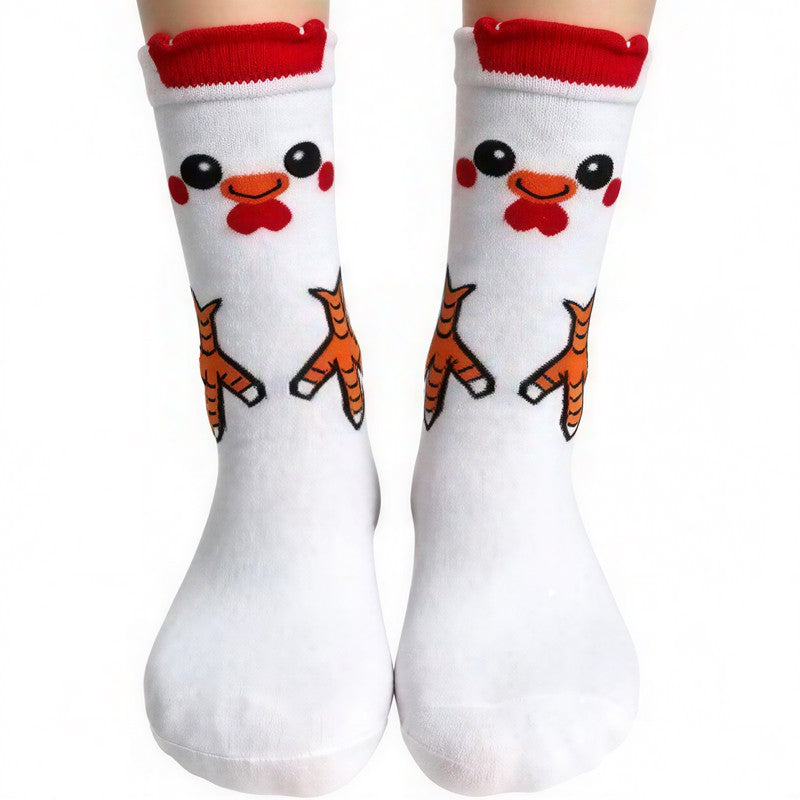 Plusock Cute Cartoon Animal Print Poly Cotton Quarter Socks(4 Pairs) - Red - EU36-41(US3-8) - image 3