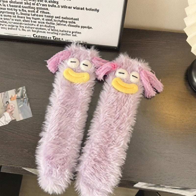 Plusock Kawaii Character Cozy Home Slipper Socks - Purple - EU35-39(US2-6) - image 4