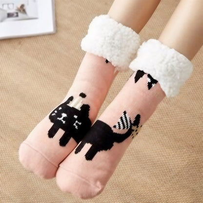 Plusock Panda Stripe Sherpa Cuff Cozy Mid Calf Slipper Socks(2 Pairs) - Pink - EU35-42(US2-8) - image 7
