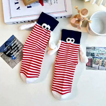 Plusock Playful Striped Cartoon Quarter Socks(4 Pairs) - Red - EU35-40(US2-7) - image 3