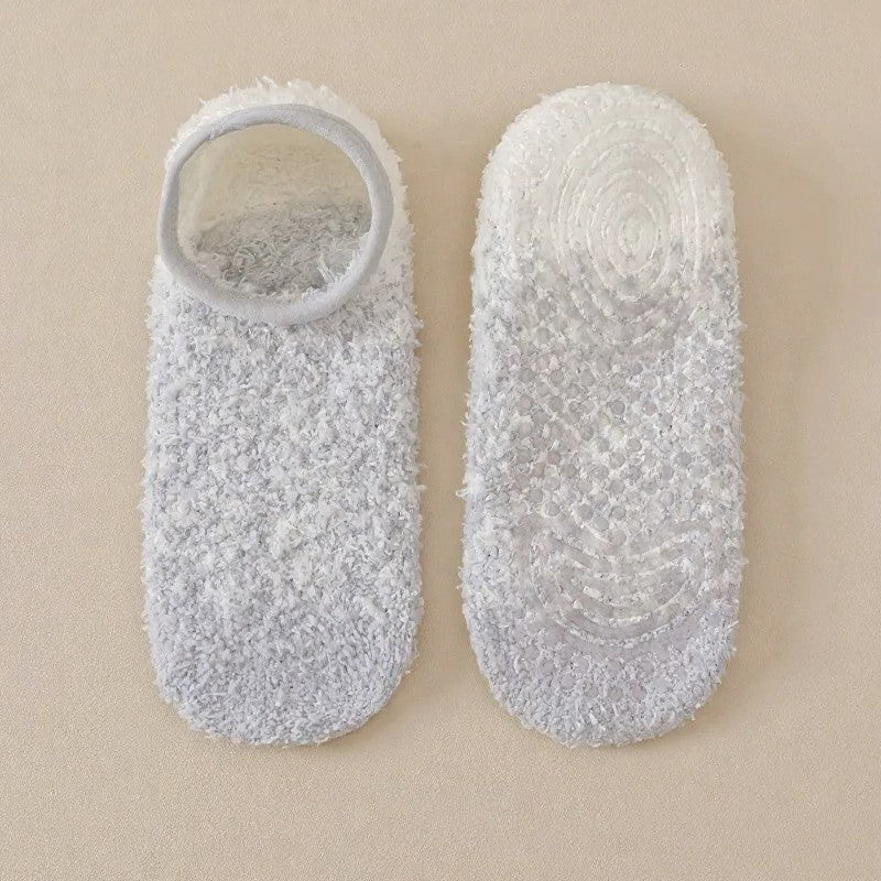 Plusock Cozy Chenille Low Cut Anti Slip Home Slipper Socks(3 Pairs) - Light Gray - EU36-44(US3-10) - image 6