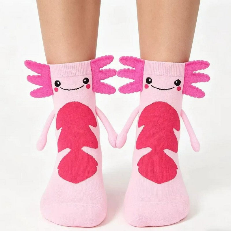 Plusock Cute 3D Cartoon Plush Detail Polyester Cotton Socks(2 Pairs) - Light Pink - EU35-42(US2-9) - image 1