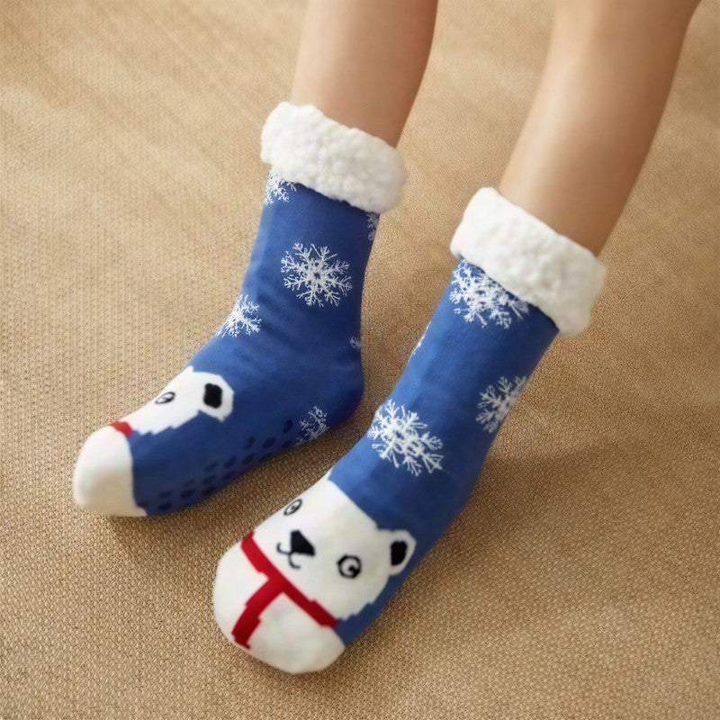 Plusock Panda Stripe Sherpa Cuff Cozy Mid Calf Slipper Socks(2 Pairs) - Blue - EU35-42(US2-8) - image 6