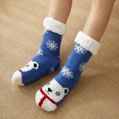 Plusock Panda Stripe Sherpa Cuff Cozy Mid Calf Slipper Socks(2 Pairs) - Blue - EU35-42(US2-8) - image 6