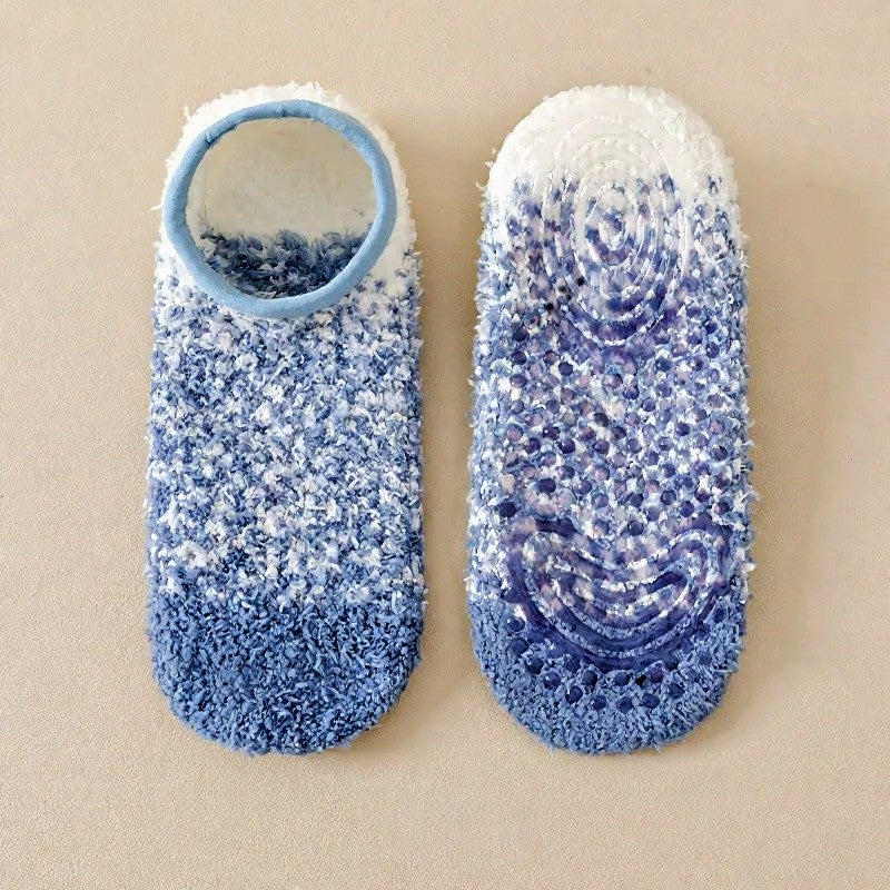 Plusock Cozy Chenille Low Cut Anti Slip Home Slipper Socks(3 Pairs) - Blue - EU36-44(US3-10) - image 5