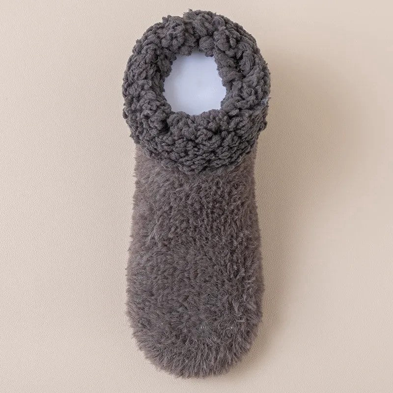 Plusock Cozy Sherpa Cuff Closed Toe Home Slipper Socks(2 Pairs) - Dark Grey - EU36-39(US3-5) - image 1