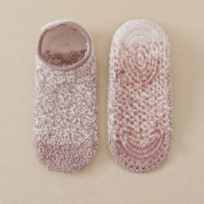 Plusock Cozy Chenille Low Cut Anti Slip Home Slipper Socks(3 Pairs) - Coffee - EU36-44(US3-10) - image 4