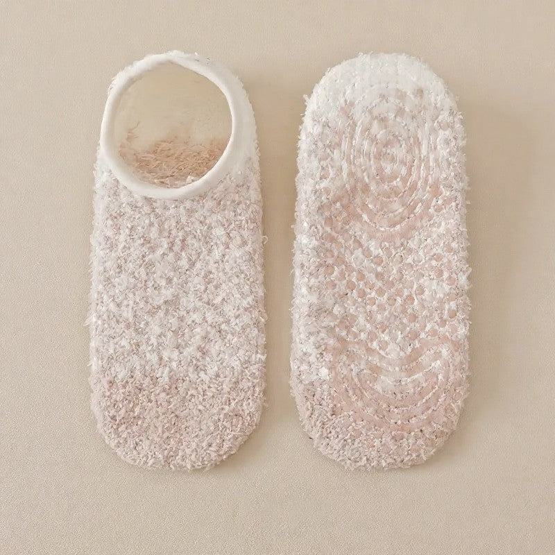 Plusock Cozy Chenille Low Cut Anti Slip Home Slipper Socks(3 Pairs) - Khaki - EU36-44(US3-10) - image 2