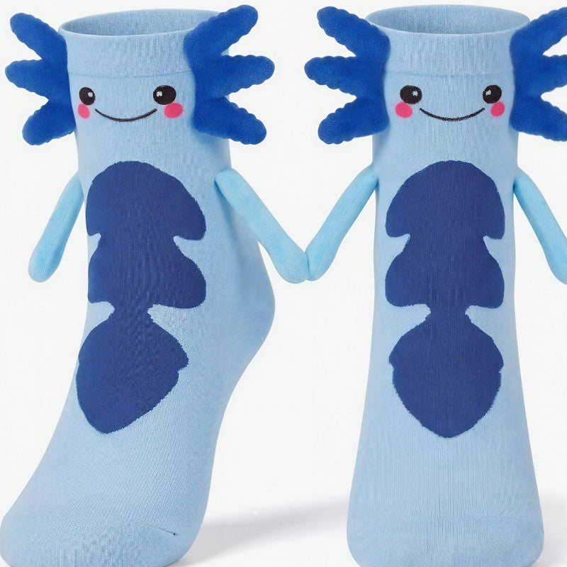 Plusock Cute 3D Cartoon Plush Detail Polyester Cotton Socks(2 Pairs) - Blue - EU35-42(US2-9) - image 2